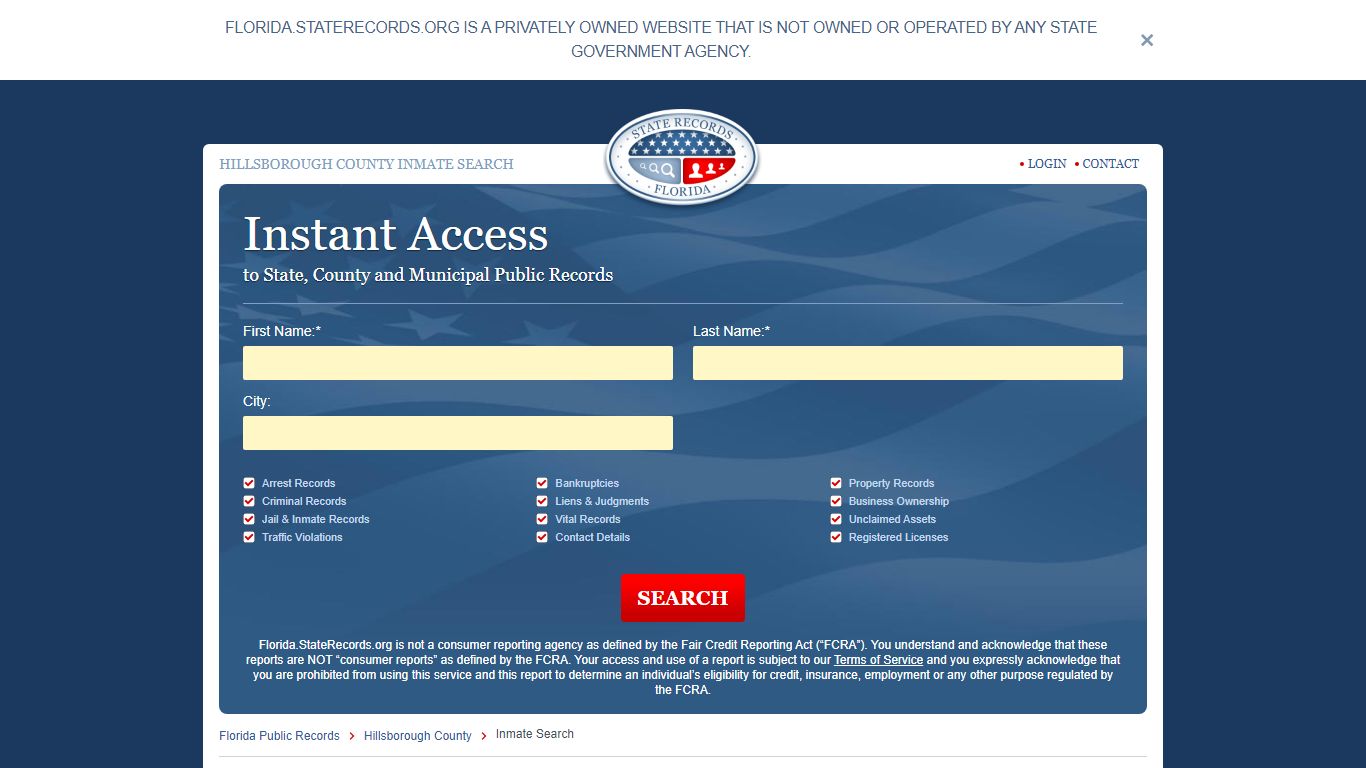 Hillsborough County, Florida Inmate Search | StateRecords.org