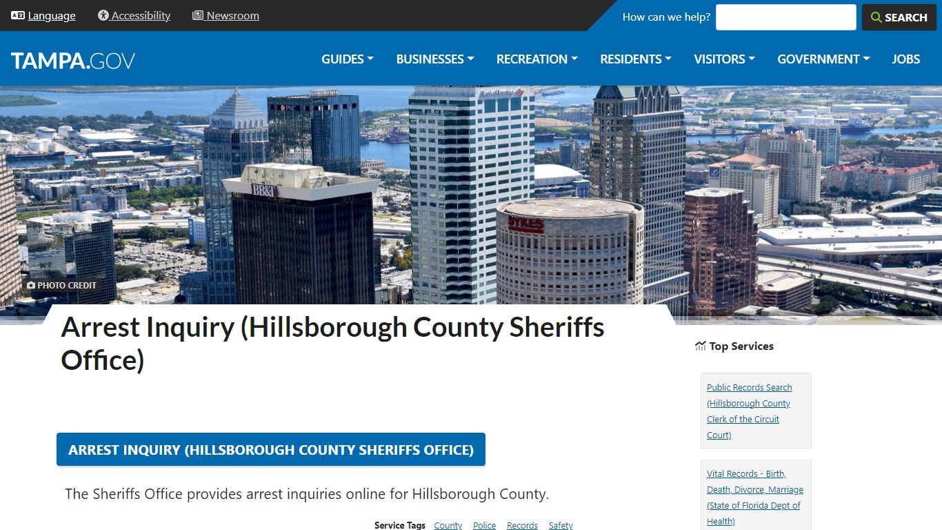 Arrest Inquiry (Hillsborough County Sheriffs Office)