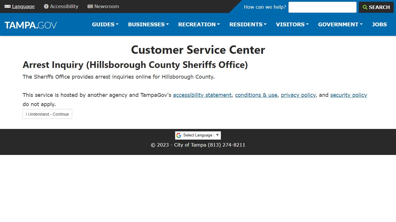 Customer Service Center - City of Tampa